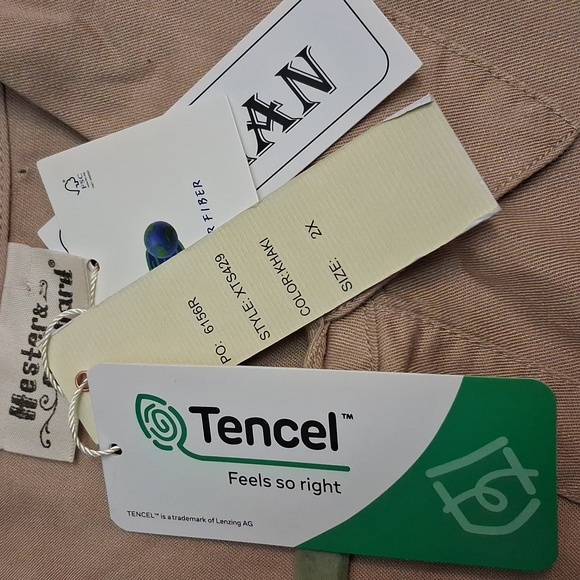 Hesters&Orchard size 2X women's khaki tencel button long sleeve/roll tab shirt. - Picture 15 of 17